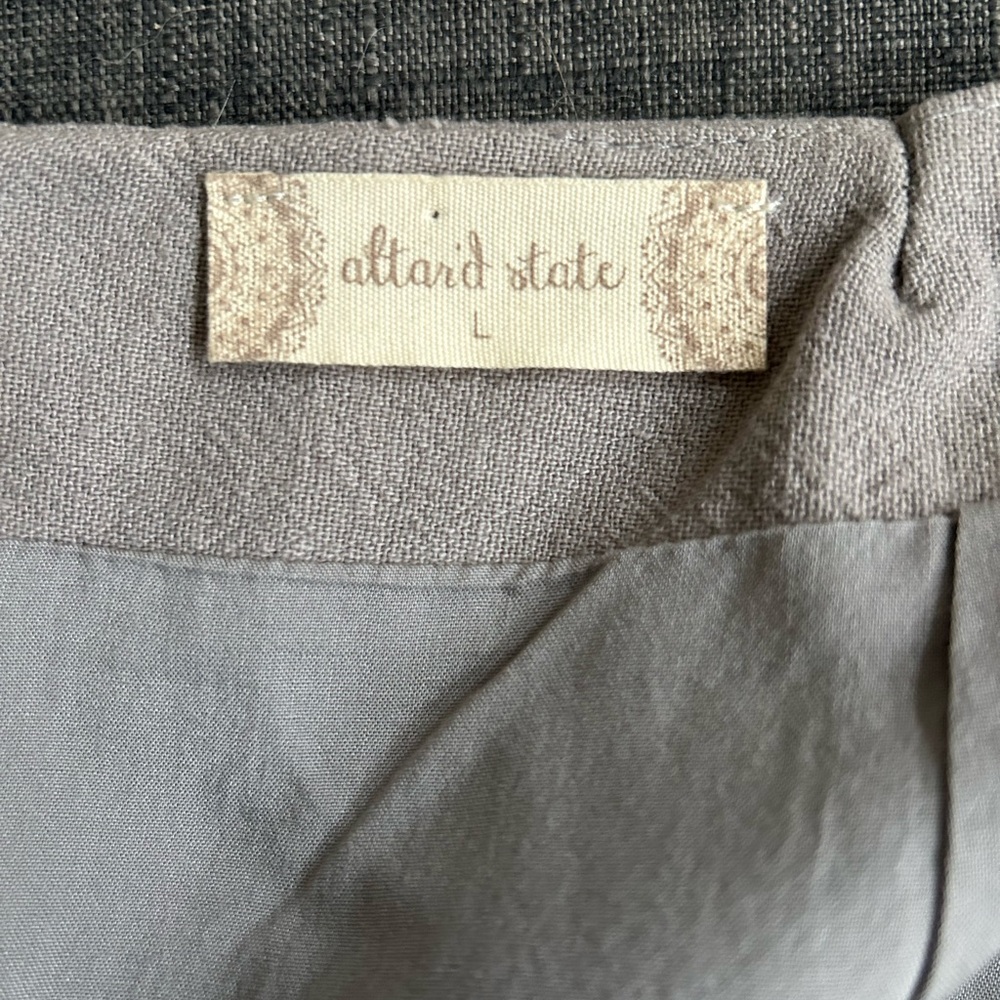 Altar'd State Anthropologie Gray Mini Skirt with Red Floral and Bird Embroidery - Picture 4 of 5